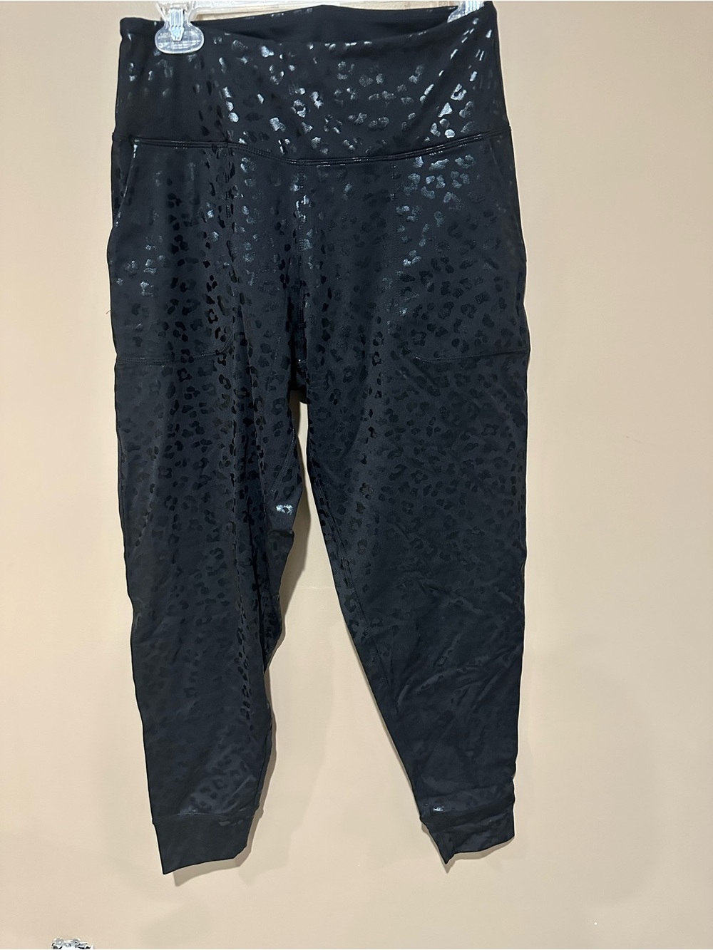 Black Leopard-Print High-Waist Leggings